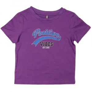 تیشرت آستین کوتاه طرح بنفش نوشته دار