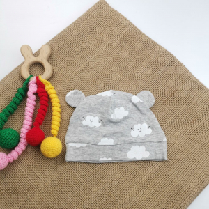 کلاه نوزادی H&M طرح ابر خندان طوسی لبه دار