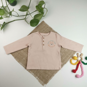 بلوز نوزادی دخترانه آستین بلند برند NEXT baby طرح خرگوش سه دکمه گلبهی رنگ