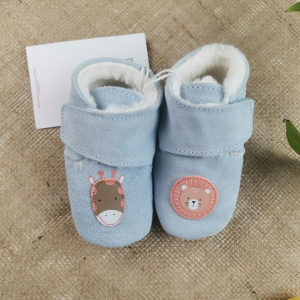 پاپوش نوزادی برند lily & dan طرح حیوانات توکرکی و استوپ دار آبی کمرنگ رنگ