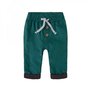 شلوار مخلمل برند lupilu طرح سه دکمه بندکی آستر دار سبز رنگ