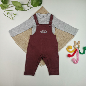 ست بیلر و بادی نوزادی برند lupilu طرح نوشته دار توکرک زرشکی رنگ