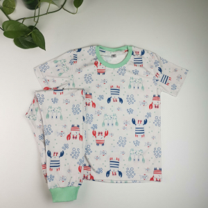 ست تیشرت و شلوار دخترانه آستین کوتاه برند پاپلی کیدز طرح خرچنگ یقه گرد سفید رنگ