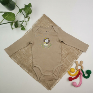 بادی نوزادی آستین بلند برند h&m طرح شیر قهوه ای رنگ - 4-6 ماه