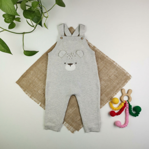 بیلر بافت نوزادی برند C&A طرح خرسی طوسی کمرنگ رنگ