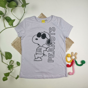 تیشرت نوزادی دخترانه آستین کوتاه طرح سگ یاسی کمرنگ رنگ - 10-12 سال