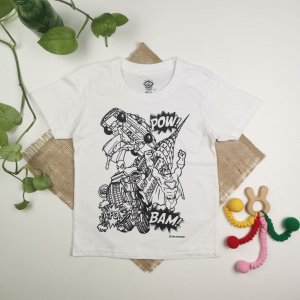 تیشرت نوزادی پسرانه آستین کوتاه طرح مردان قوی سفید رنگ - 3-4 سال