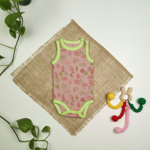 بادی نوزادی دخترانه آستین تاپ طرح درخت کالباسی رنگ - 0-3 ماه