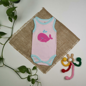 بادی نوزادی دخترانه آستین تاپ طرح دلفین صورتی رنگ - 3-6 ماه