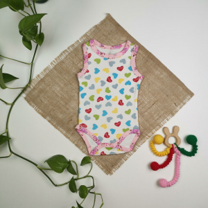 بادی نوزادی دخترانه آستین تاپ طرح قلبی سفید رنگ - 3-6 ماه