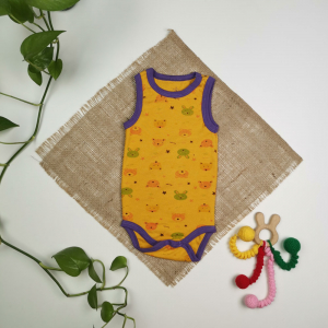 بادی نوزادی پسرانه آستین تاپ طرح حیوانات نارنجی رنگ - 6-9 ماه