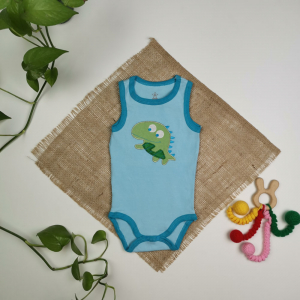 بادی نوزادی پسرانه آستین تاپ طرح دایناسور آبی رنگ - 6-9 ماه