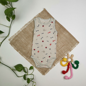 بادی نوزادی پسرانه آستین تاپ طرح دریا نسکافه ای رنگ - 6-9 ماه