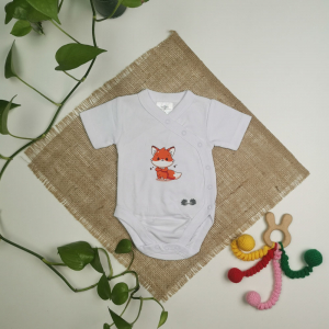 بادی نوزادی آستین کوتاه برند twins طرح روباه نارنجی رنگ