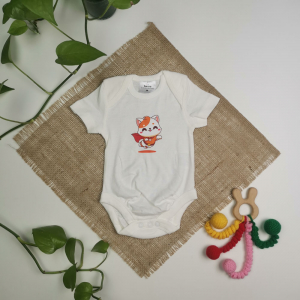 بادی نوزادی پسرانه آستین کوتاه برند twins طرح روباه نارنجی رنگ - 3-6 ماه