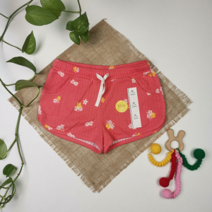 شلوارک نوزادی دخترانه برند cat & jack طرح گلدار جیبدار گلبهی پررنگ رنگ