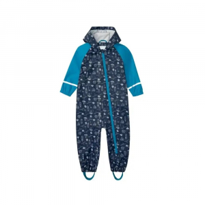 سرهمی بارونی پسرانه آستین بلند برند kuniboo طرح قایق سرمه ای تیره رنگ