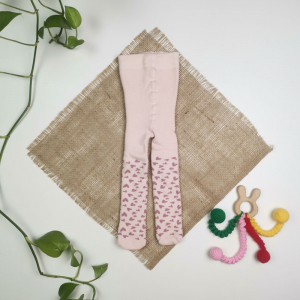 جوراب شلواری نوزادی برند لوپیلو طرح قلبی توکرکی صورتی رنگ