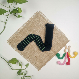 جوراب شلواری نوزادی برند لوپیلو طرح راه راه توکرکی سرمه ای رنگ