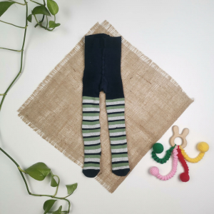 جوراب شلواری نوزادی برند لوپیلو  طرح راه راه توکرکی سرمه ای رنگ