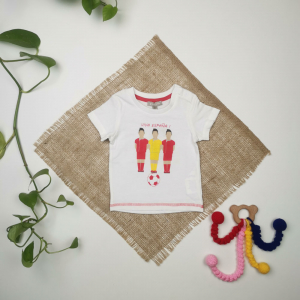 تیشرت نوزادی پسرانه آستین کوتاه طرح فوتبالیست سفید رنگ - 3 ماه