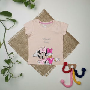 تیشرت نوزادی دخترانه آستین کوتاه برند disney طرح مینی موس گلبهی رنگ