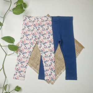 ست دو عددی شلوار نوزادی دخترانه برند لوپیلو طرح گل دار سرمه ای رنگ