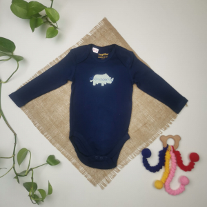 بادی نوزادی پسرانه آستین بلند طرح دایناسور سرمه ای رنگ - 2-6 ماه