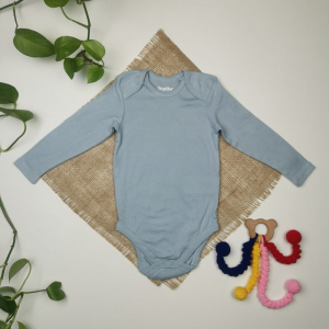 بادی نوزادی پسرانه آستین بلند طرح جلو بسته آبی رنگ - 6-12 ماه