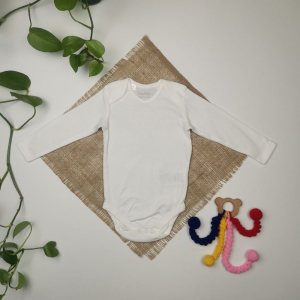 بادی نوزادی آستین بلند طرح جلو بسته نباتی رنگ