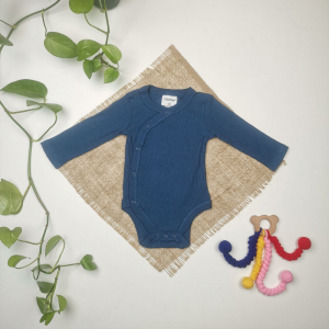 بادی نوزادی آستین بلند برند Lily & Dan طرح کبریتی سرمه ای رنگ - 2-6 ماه