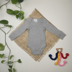 بادی نوزادی آستین بلند برند Lily & Dan طرح کبریتی طوسی رنگ - 2-6 ماه