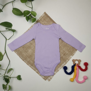 بادی نوزادی دخترانه آستین بلند برند Lily & Dan طرح جلو بسته یاسی رنگ - 6-9 ماه