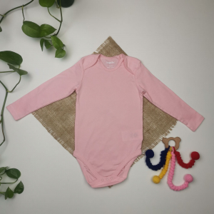 بادی نوزادی دخترانه آستین بلند طرح جلو بسته صورتی رنگ - 12-24 ماه