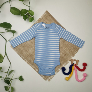 بادی نوزادی پسرانه آستین بلند برند لوپیلو طرح راه راه آبی رنگ - 2-6 ماه