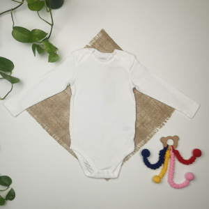 بادی نوزادی آستین بلند برند لوپیلو طرح جلو بسته سفید رنگ