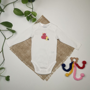 بادی نوزادی دخترانه آستین بلند برند لوپیلو طرح اسب آبی سفید رنگ - 6-12 ماه