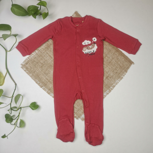 سرهمی نوزادی دخترانه آستین بلند برند لوپیلو طرح سنجاب کبریتی کالباسی پررنگ