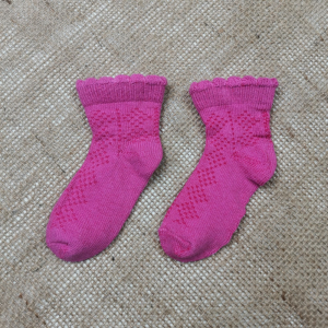 جوراب نوزادی دخترانه ساق کوتاه طرح دون دونی صورتی رنگ - 12-24 ماه