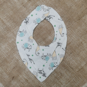 پیشبند نوزادی پسرانه طرح فیل زرافه آبی رنگ - 0-6 ماه