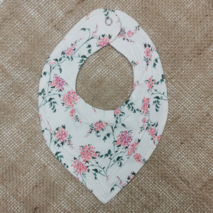 پیشبند نوزادی دخترانه طرح گل دار صورتی رنگ - 0-6 ماه