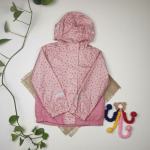 کاپشن بارانی دخترانه آستین بلند برند impidimpi طرح ستاره ای جیب دار، آستردار صورتی رنگ - 4-6 سال