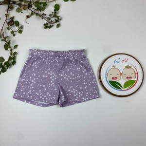 شلوارک دخترانه طرح ستاره ای کمرکش یاسی رنگ - 6 تا 7 سال
