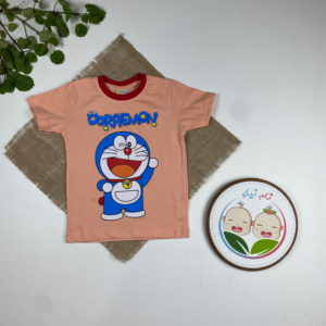 تیشرت آستین کوتاه برند OVS طرح عروسکی آبی یقه گرد گلبهی رنگ