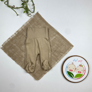 شلوار نوزادی دخترانه ساده طرح جورابدار پشت طرح دار نسکافه ای رنگ